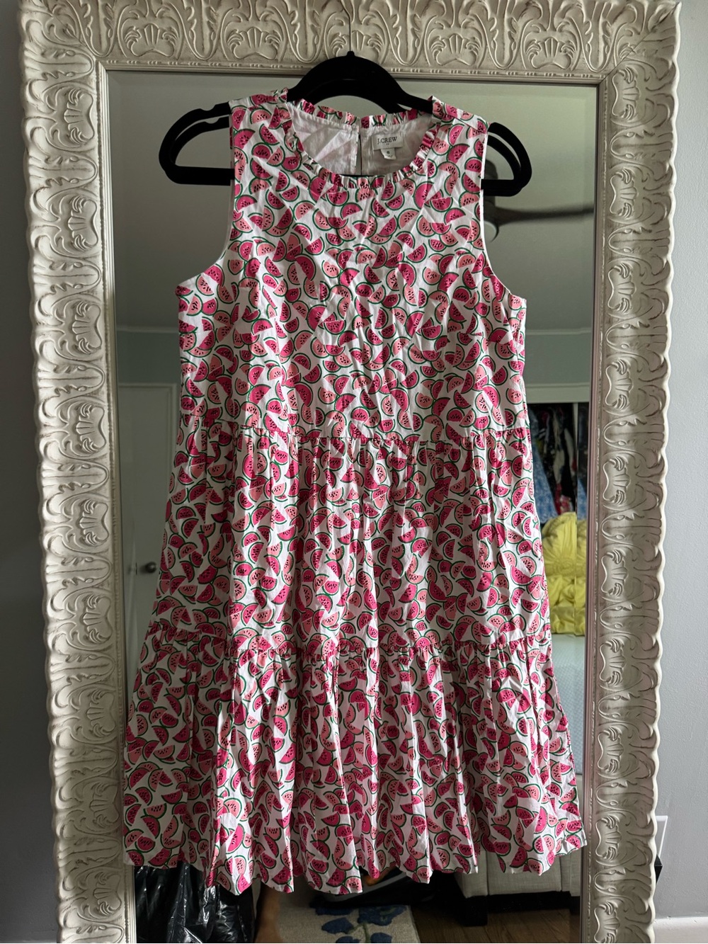 J. Crew Women Watermelon Tiered Dress - White & Pink